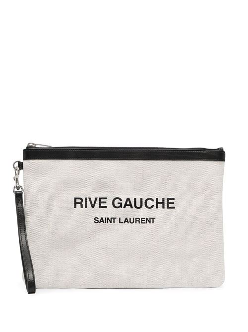 Saint Laurent RIVE GAUCHE ZIPPERED POUCH IN BIAS CANVAS SAINT LAURENT | 5813699J58E/9273